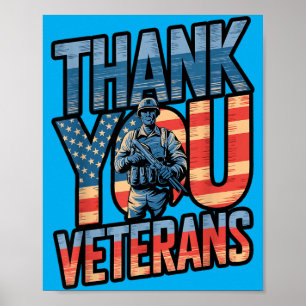 Thank You Veterans Usa Flag Poster
