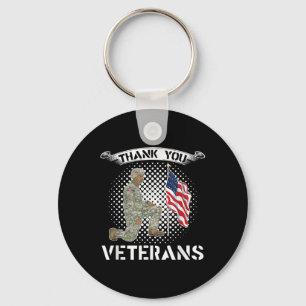 Thank You Veterans Usa Flag Proud Soldier Memorial Keychain