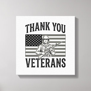 Thank You Veterans Vintage Flag Soldier Shirt Desi Canvas Print