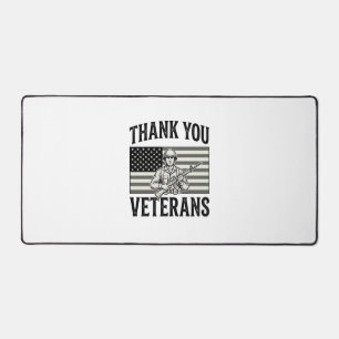 Thank You Veterans Vintage Flag Soldier Shirt Desi Desk Mat