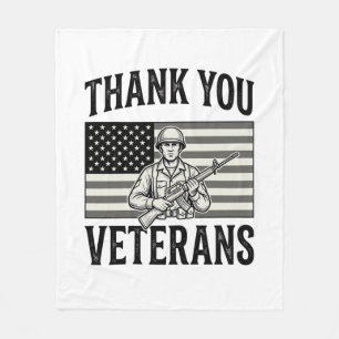 Thank You Veterans Vintage Flag Soldier Shirt Desi Fleece Blanket