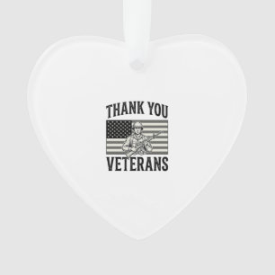 Thank You Veterans Vintage Flag Soldier Shirt Desi Ornament