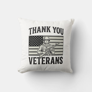 Thank You Veterans Vintage Flag Soldier Shirt Desi Throw Pillow