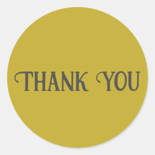 Thank You Vintage Gold Solid Color Plain Classic Round Sticker