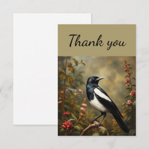 Thank You Vintage Magpie Bird  Card