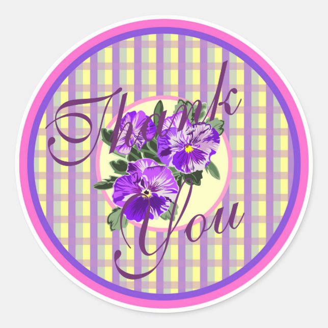 Thank You Vintage Pansy Stickers (Front)