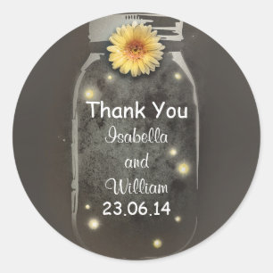 thank you vintage rustic whimsical mason jar classic round sticker
