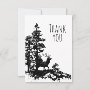 Thank You Vintage Stag Deer Animal Nature Art Card