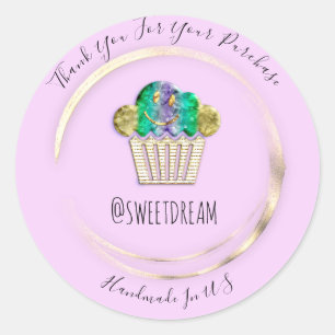 Thank You Violet Gold Sweet Muffin Food Shop  Classic Round Sticker