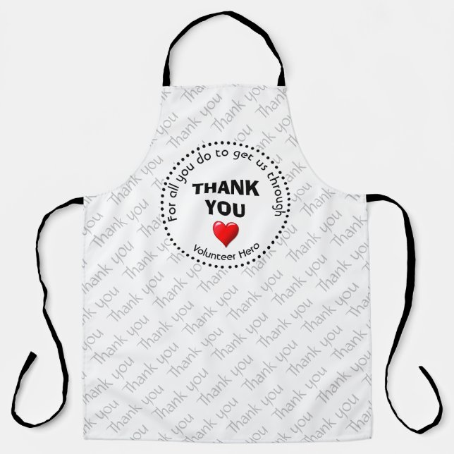 THANK YOU | Volunteer Hero | Customizable BLACK Apron (Front)