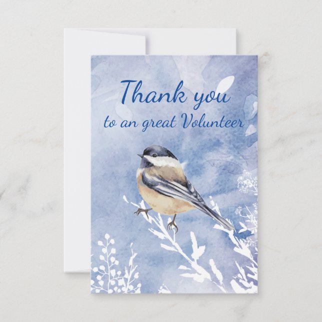 Thank You Volunteer Watercolor Chickadee Winter (Front)