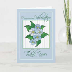 Thank You Volunteer with Blue Flowers Illustration Card