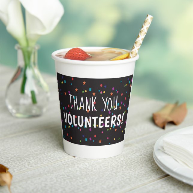 Thank You Volunteers with colourful confetti Paper Cups (Insitu)