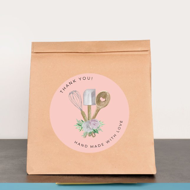 Thank you Watercolor Bakery  Classic Round Sticker (Creator Uploaded)