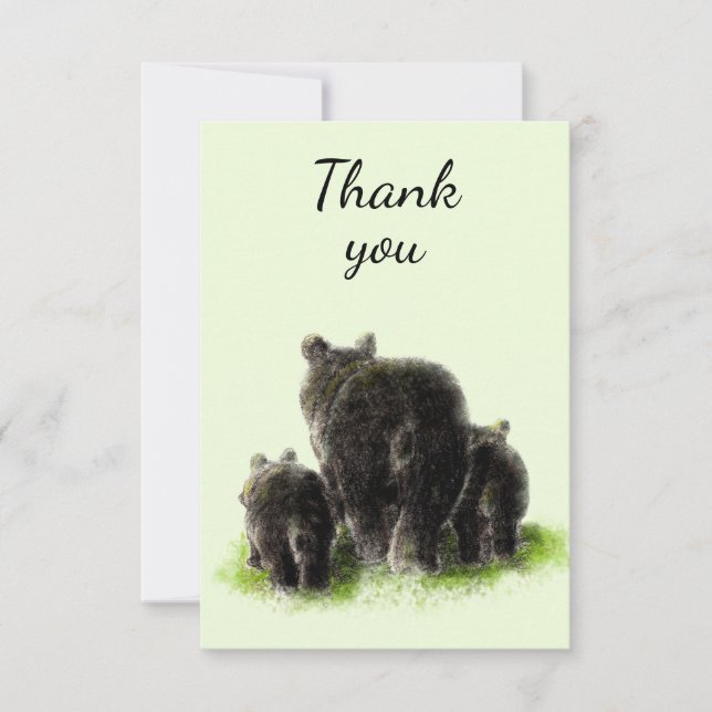 Thank You Watercolor Black Bear Animal Nature (Front)