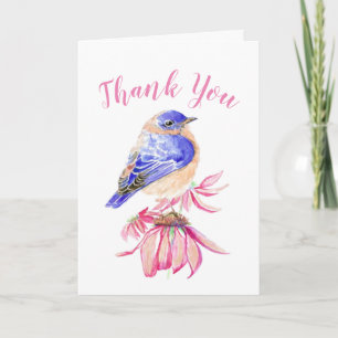 Thank You Watercolor Bluebird Scripture Bird Art Card
