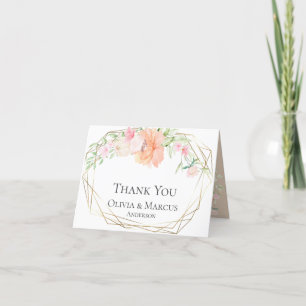 Thank You   Watercolor Blush Coral Floral Bouquet
