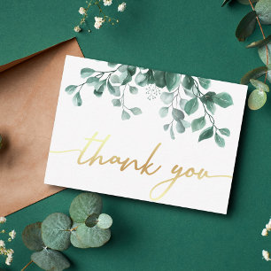 thank you Watercolor botanical Greenery wedding Card