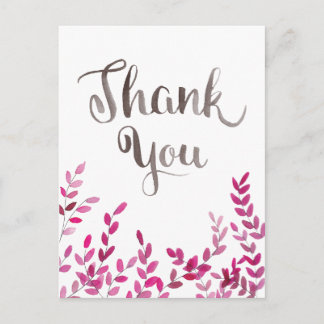 Thank You Watercolor Branches Postcard