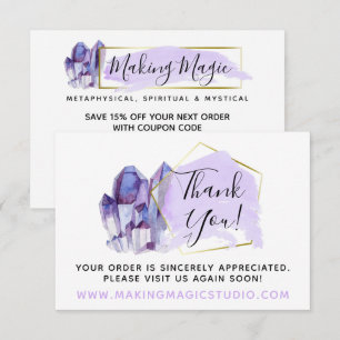 Thank You Watercolor Crystals & Gold Boho Card