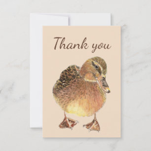 Thank You Watercolor Curious Farm Duck Bird Card