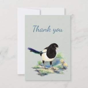 Thank You Watercolor Curious Magpie Bird Nature Card