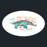 Thank You Watercolor Dinosaur Party  Oval Sticker<br><div class="desc">watercolor cute dinosaur and heart "thank you" dino-mite birthday party,  baby shower stickers. Customizable</div>