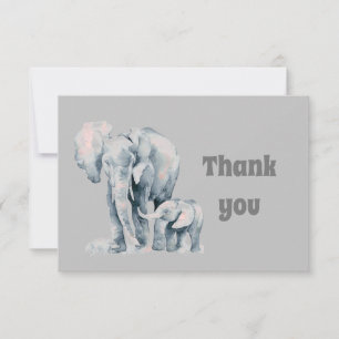 Thank You Watercolor Elephant Family Card