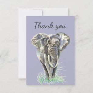 Thank You Watercolor Elephant Wildlife Nature Card