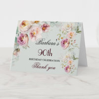 Thank You Watercolor Floral 90th Birthday Party