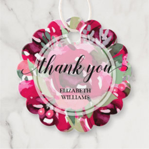 Thank You Watercolor Flowers Favour Tags