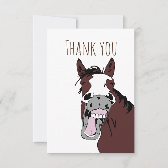 Thank You Watercolor Funny Horse Laugh Nature Art (Front)