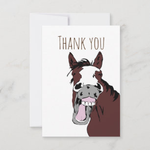 Thank You Watercolor Funny Horse Laugh Nature Art Card