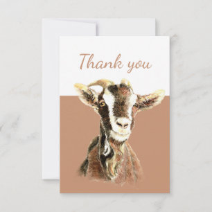 Thank You Watercolor Goat Farm Animal Art Card