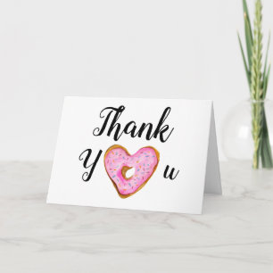 Thank You Watercolor Heart Doughnut Card