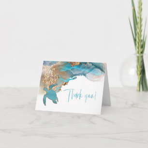 Thank You Watercolor Ink Aqua Gold