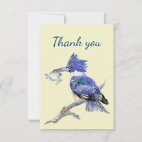 Thank You Watercolor Kingfisher Bird Nature Art