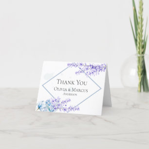 Thank You   Watercolor Lavender -Dusty Blue Floral Card