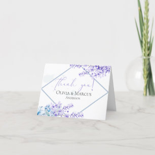 Thank You   Watercolor Lavender -Dusty Blue Floral Card