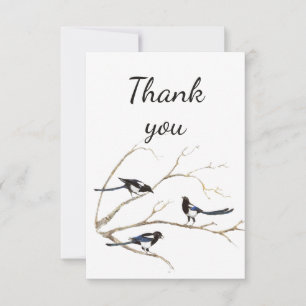 Thank You Watercolor Magpie Garden Bird Animal Card