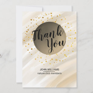 Thank You Watercolor Nature Minimal Glitter Cream Card