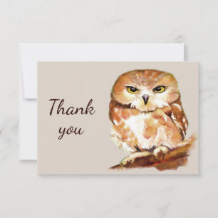 Thank You Watercolor Owl Bird with Attitude Card