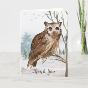 Thank You Watercolor Owl Card