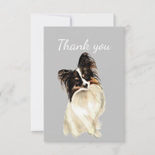 Thank You Watercolor Papillon Dog Pet Animal Card