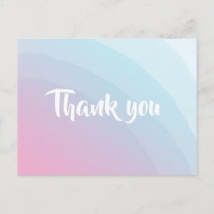 Thank You Watercolor Pink Blue Postcard