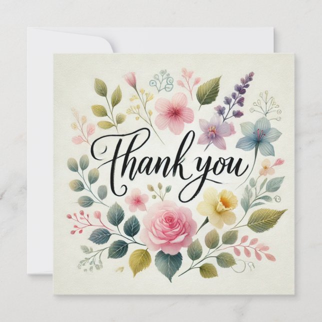 Thank You Watercolor Print Design Invitation (Front)