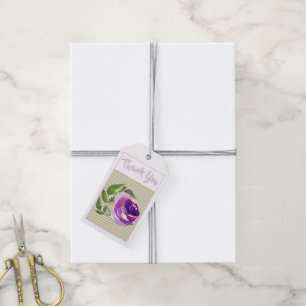 Thank You Watercolor Purple Rose Bridal Shower Gift Tags