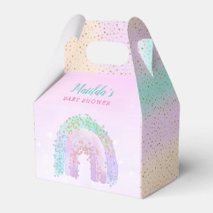 Thank You Watercolor Rainbow Baby Shower Birthday Favor Box