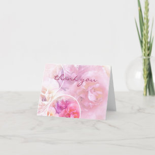 Thank You Watercolor Roses Handwritten Script Chic Card