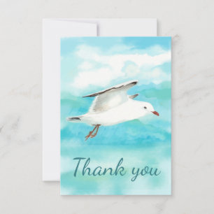 Thank You Watercolor Seagull Gulls Bird Animal Card